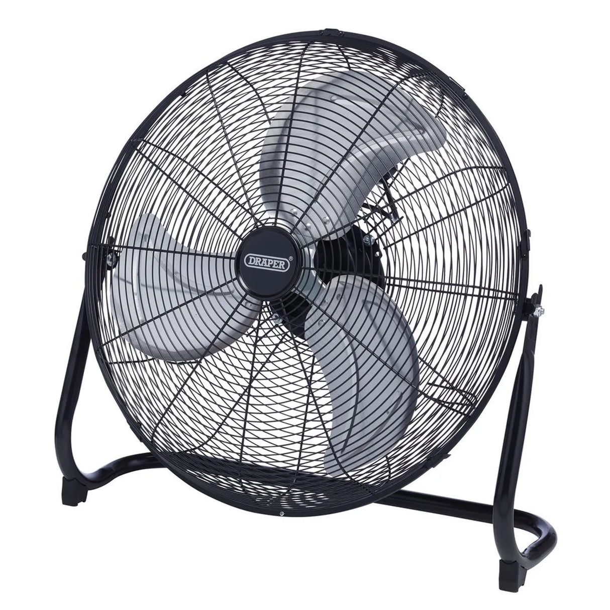Draper 230V High-Velocity Floor Fan, 20"/500mm, 120W - 3-Speed Control and Tilt Function (70438)