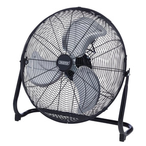 Draper 230V High-Velocity Floor Fan, 20"/500mm, 120W - 3-Speed Control and Tilt Function (70438)