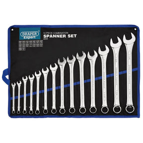 Draper Expert HI‑TORQ Imperial Combination Spanner Set (14‑Piece) - Sizes 3/8" to 1¼"