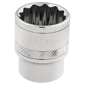 Draper HI-TORQ 12 Point Socket, 3/8" Sq. Dr., 18mm