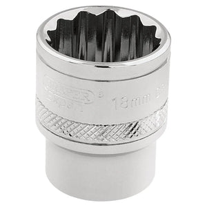 Draper HI-TORQ 12 Point Socket, 3/8" Sq. Dr., 18mm