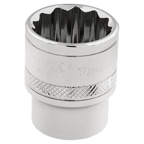 Draper HI-TORQ 12 Point Socket, 3/8" Sq. Dr., 18mm