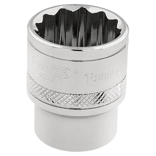 Draper HI-TORQ 12 Point Socket, 3/8" Sq. Dr., 18mm