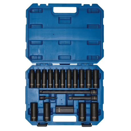 Draper Metric Deep Impact Socket Set, 1/2" Sq. Dr. (19 Piece)