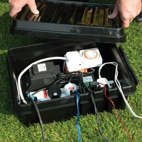 DRiBOX Weatherproof Connection Box DB‑330‑UK‑B - IP55 Outdoor Power Enclosure, Black