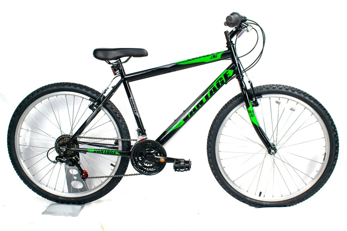 IGNITE Vantage 14" Frame MTB - 18-Speed Shimano, 26" Alloy Wheels, Black/Green