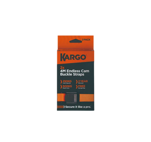 Kargo Endless Cam Buckle Strap 4m x 25mm [250kg] (2 Pack) - One-Piece Quick Release Tie-Down