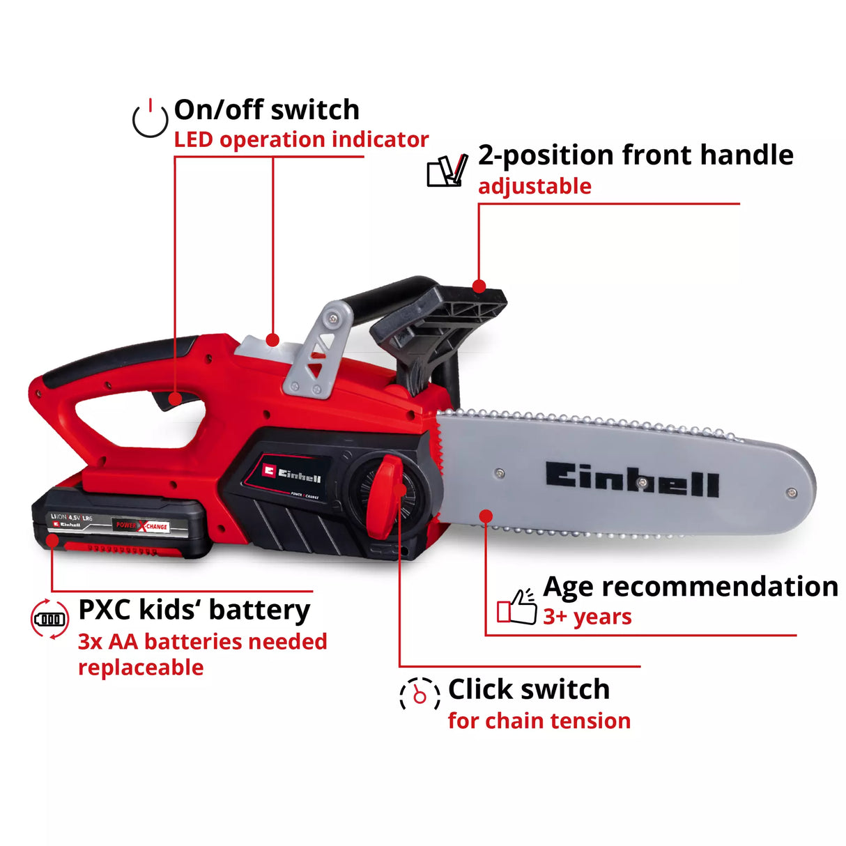 Einhell Kids Chain Saw Toy by Happy People - Realistic Light & Sound | Age 3+