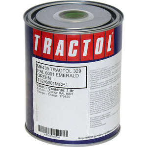 TRACTOL Emerald/Conor Green High Gloss Paint 1 Litre - Durable Finish for Agricultural & Construction Equipment -MK439