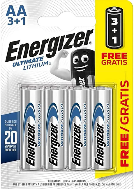 Energizer Ultimate Lithium AA Batteries - Long-Lasting 1.5V Power Source | 4-Pack