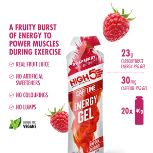 Energy Gel Caffeine - 23g Carbohydrates & 30mg Caffeine for Quick Energy Boost