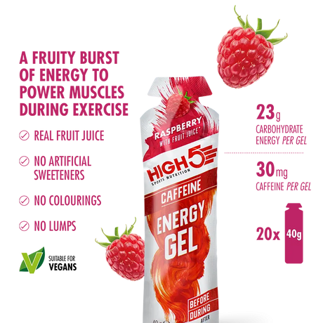 Energy Gel Caffeine - 23g Carbohydrates & 30mg Caffeine for Quick Energy Boost