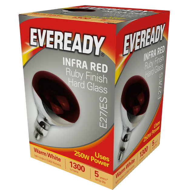 EVEREADY Infra Red Heat Lamp ES 250W - High Performance Infrared Heating Bulb