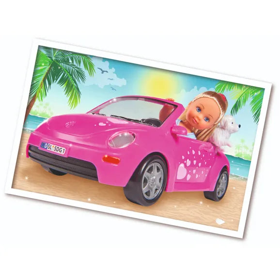 Evi Love Evi's Beetle Car Set with Dog - Free-Wheeling Car & 12cm Doll | Age 3+