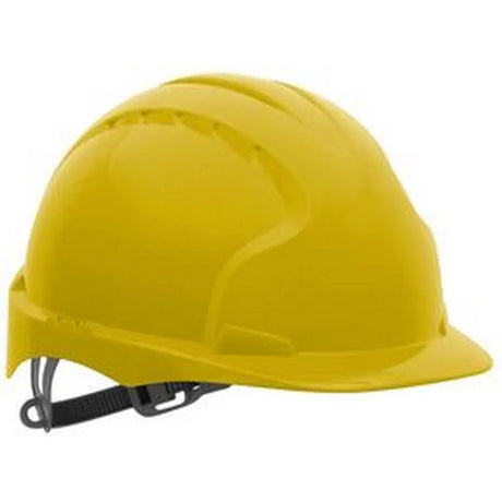 Evo2 Non-Vented Yellow Safety Helmet AJE030000200 - Industrial-Grade Protection with OneTouch™ Slip Ratchet & 3D Precision Fit
