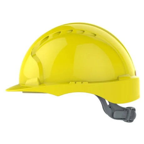 Evo2 Non-Vented Yellow Safety Helmet AJE030000200 - Industrial-Grade Protection with OneTouch™ Slip Ratchet & 3D Precision Fit