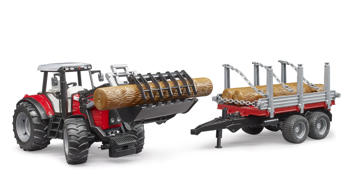 Bruder Massey Ferguson 7840 + Frontloader and timber trailer