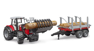 Bruder Massey Ferguson 7840 + Frontloader and timber trailer