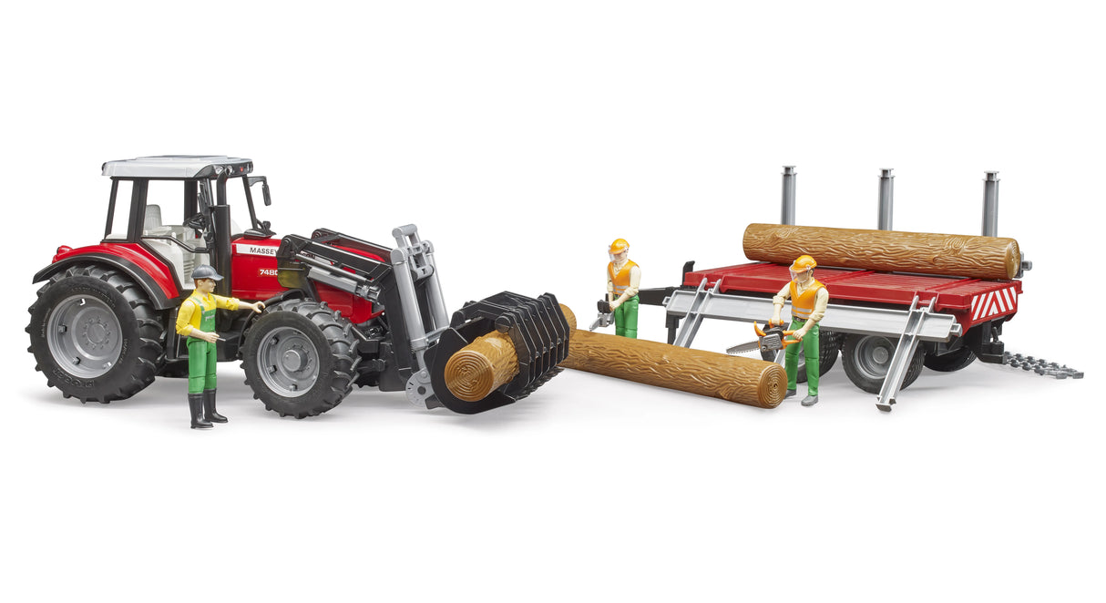 Bruder Massey Ferguson 7840 + Frontloader and timber trailer