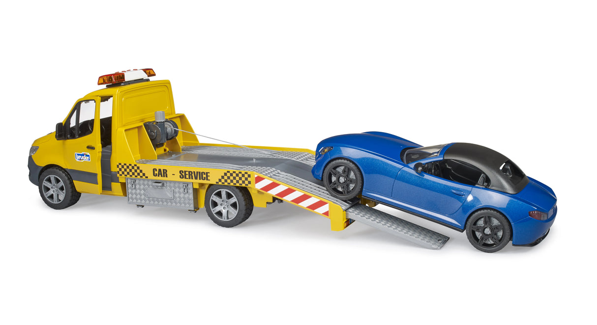 Bruder MB Sprinter car transporter with light & sound module and Bruder roadster