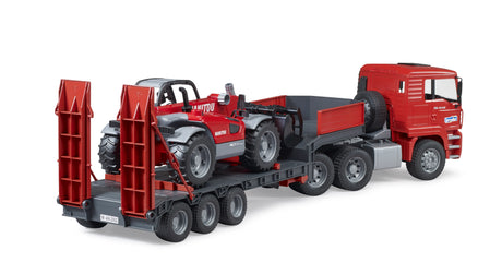 Bruder Man Tga Truck with Low Loader Trailer and Manitou Telehandler