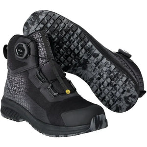 MASCOT Safety Boots S3S Black with BOA Fit System - Lightweight, Water-Repellent, Slip-Resistant