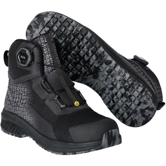MASCOT Safety Boots S3S Black with BOA Fit System - Lightweight, Water-Repellent, Slip-Resistant