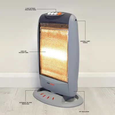 StayWarm 1200W 3 Bar Compact Halogen Heater