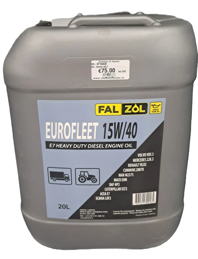 Falzol Eurofleet 15W/40 E7 Diesel Engine Oil - Heavy Duty Engine Protection