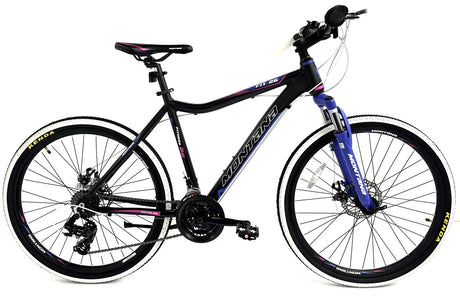 Montana Fitness Disc 26" Wheel Bike 15" Frame - Black-Violet-Pink, Alloy Frame, 6-Speed Shimano Gears