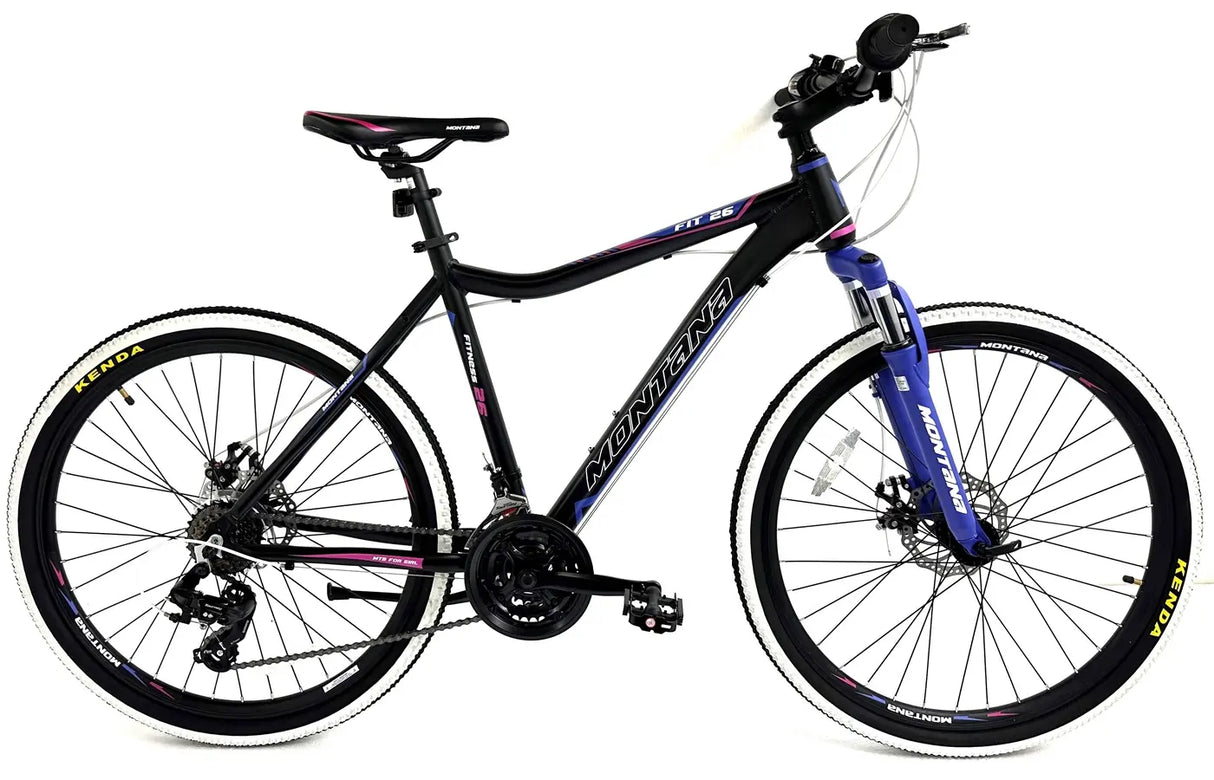 Montana Fitness Disc 26" Wheel Bike 19" Frame - Black-Violet-Pink, Alloy Frame, 6-Speed Shimano Gears