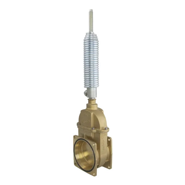 G18139 Bell Gate Valve with Spring Ram - Heavy Duty Brass, 4-Bolt Flange