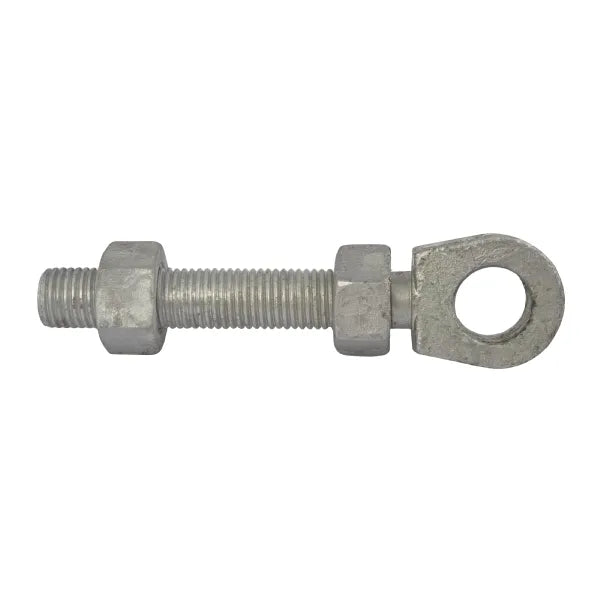 Galvanised Eye Bolt G19668 - 150 x 32mm with 2 Nuts for Gate & Structural Use