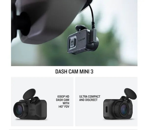 Garmin Dash Cam Mini 3 - Compact 1080p Dash Cam with Polariser & Voice Control