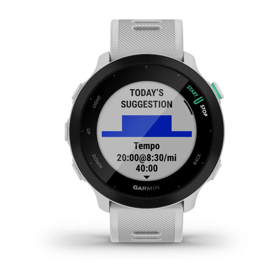 Garmin Forerunner 55 GPS Smartwatch White| Lightweight, Long Battery Life, Advanced Training Features