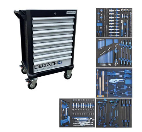 Deltach D2 Compact Tool Trolley, 5 Drawers, 214 Pieces