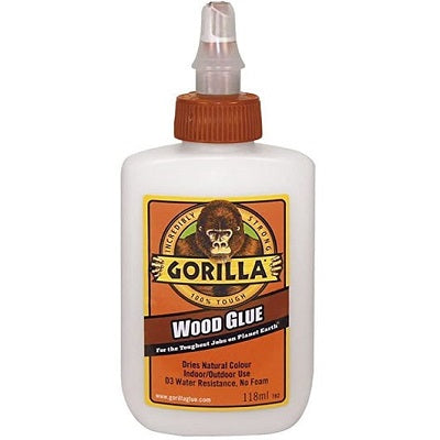 Gorilla Wood Glue 118ml - Strong PVA Adhesive for Woodworking, Water-Resistant, Natural Color