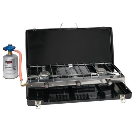 GoSystem Dynasty Trio Family Camping Stove - Double Hob & Grill with Piezo Ignition