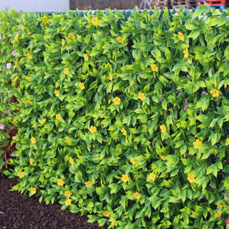 GreenFx Floral Hedge H/D PVC Trellis 2m x 1m Buttercup
