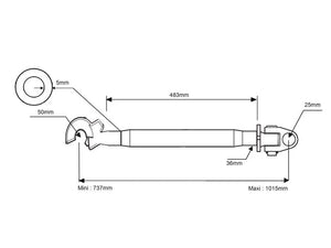 Heavy Duty Cat 2 Top Link with Quick Release Hook - M36x3, 737-1015mm | S.13994