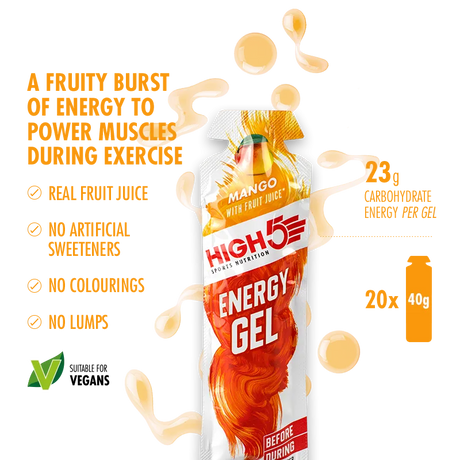 HIGH5 Energy Gel Mixed Flavour Pack (20 Sachets) - Caffeinated & Non-Caffeinated