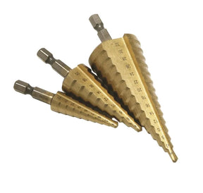 Hilka 3 Piece HSS Step Drill Set.