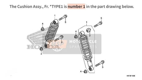Honda OEM Front Shock Absorber | 51400-HR6-A71ZB - Genuine Replacement for Honda ATV Models