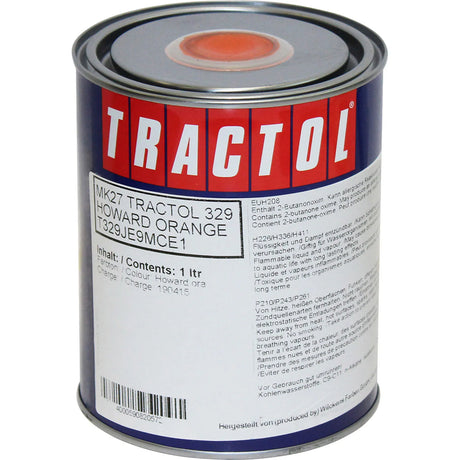Tractol Paint Howard Orange 1L - High Gloss Finish for Agricultural & Construction Equipment