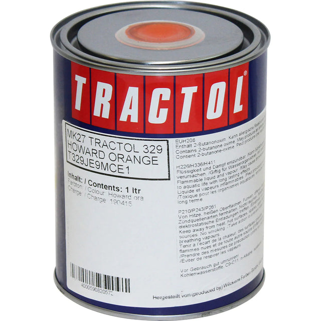 Tractol Paint Howard Orange 1L - High Gloss Finish for Agricultural & Construction Equipment