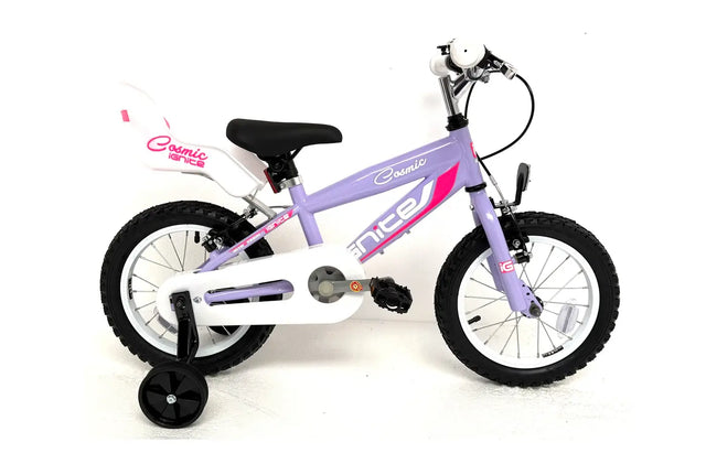 Ignite Cosmic 14" Girls Bike - Lavender Kids Bicycle with Stabilisers (Ages 4-6)