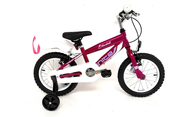 Ignite Starlet 14 Girls Bike Cerise - 4-6 Years | Kids Bike with Stabilisers & Bell