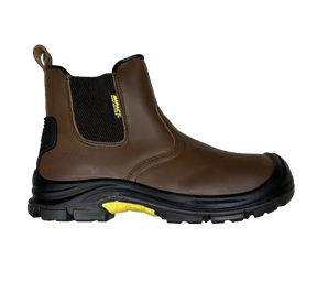 Impact Boss Men's Slip On Safety Boots - Brown Lightweight Work Footwear