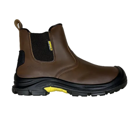 Impact Boss Men's Slip On Safety Boots - Brown Lightweight Work Footwear