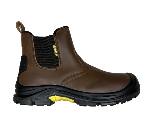 Impact Boss Men's Slip On Safety Boots - Brown Lightweight Work Footwear